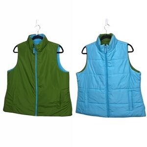 Merona Green Blue Reversible Quilted Vest